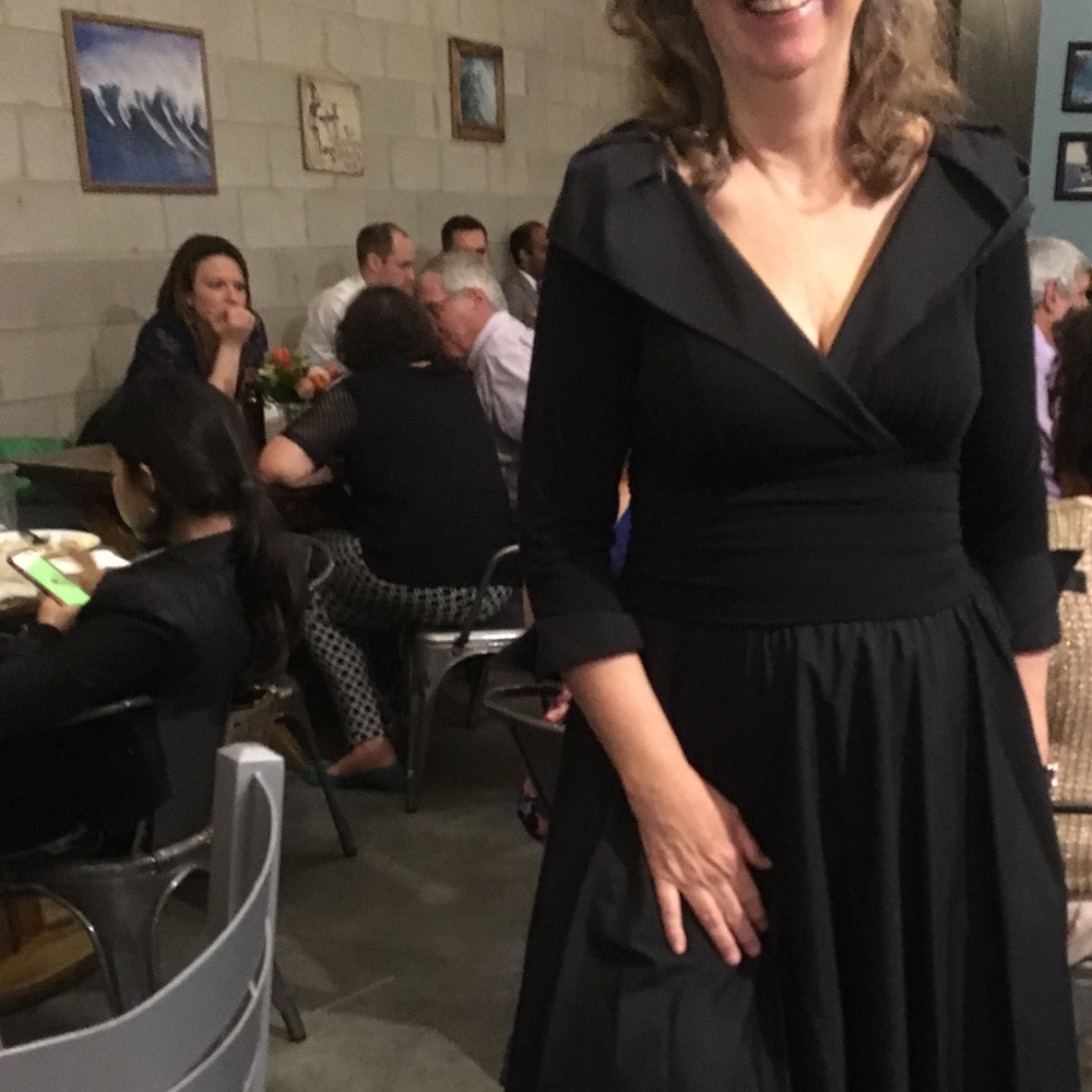 Black evening dress.